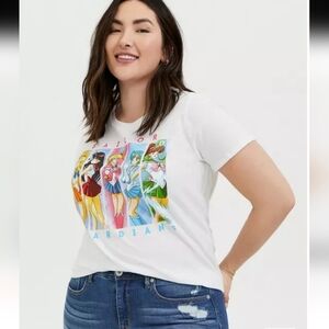 SAILOR MOON GROUP PASTEL PANEL BOYFRIEND FIT WHITE CREW T-SHIRT SIZE 0 L/12